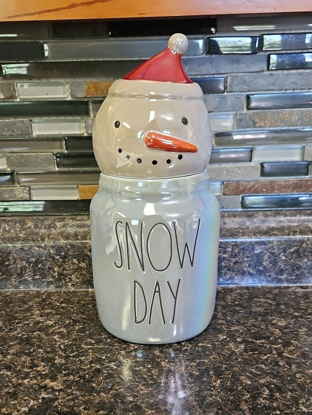 Rae Dunn Snow Day Snowman Head Lidded Jar
